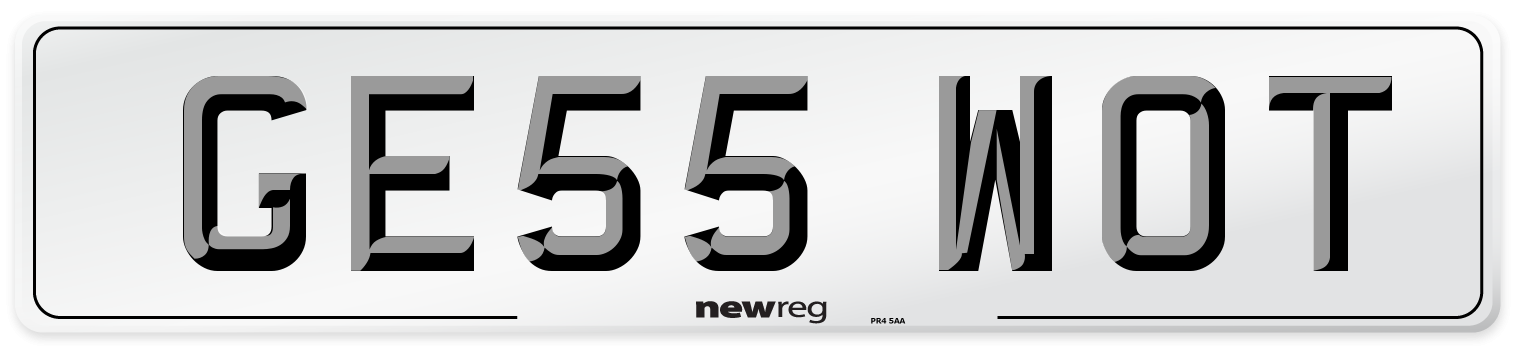 GE55 WOT Number Plate from New Reg